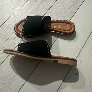 Italian Shoemakers Black Studded Sandals